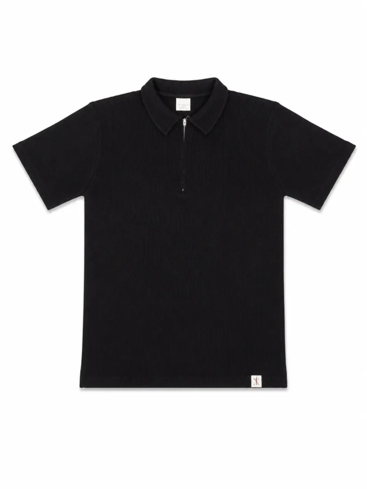 XRagnar Vanguard Zipper Polo in Black — quarter-zip waffle knit polo for men in Pakistan