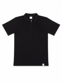 XRagnar Vanguard Zipper Polo in Black — quarter-zip waffle knit polo for men in Pakistan
