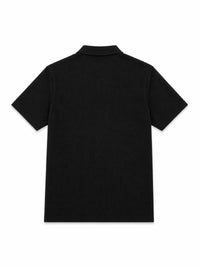 XRagnar Valor Collar Polo in Black — plain rib-knit polo shirt for men