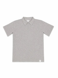 XRagnar Vanguard Zipper Polo in Light Gray — half-zip waffle polo shirt, front view