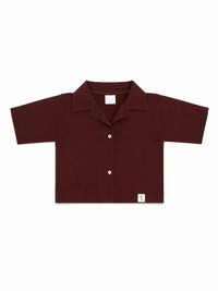 XRagnar Trailblazer Co-ord Set in Maroon — cropped shirt and wide-leg trouser set