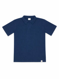 XRagnar Valor Collar Polo in Medium Blue — dropped-shoulder rib polo