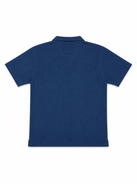 XRagnar Valor Collar Polo in Medium Blue — dropped-shoulder rib polo