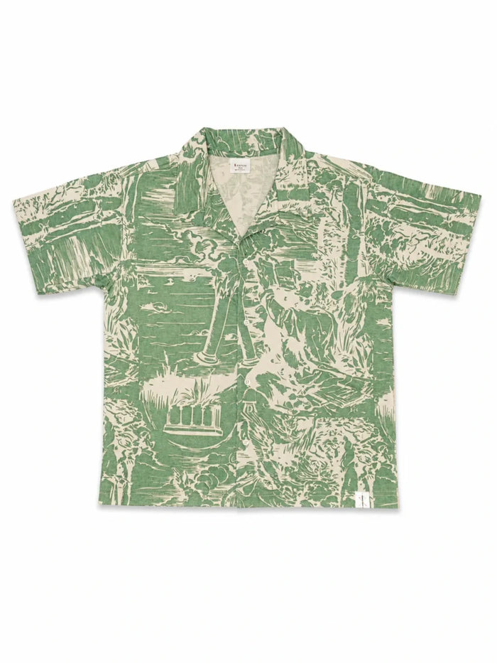 XRagnar Safari Hunter Shirt in Sage — printed camp-collar summer shirt for men in Pakistan