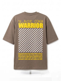 XRagnar Warrior Tee in Tan — heavyweight oversized tee with chest and back graphic