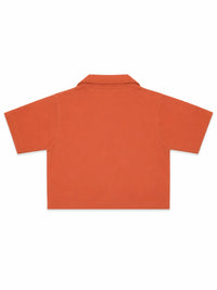 XRagnar Trailblazer Button-Up Shirt in Terracotta — cropped waffle-knit camp collar shirt for women in Pakistan
